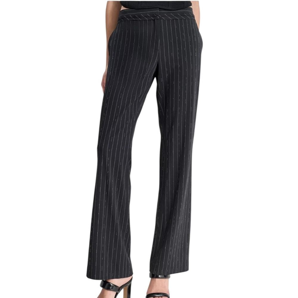 DKNY Women’s Pinstriped Wide Leg Dress Pants Black Size 6